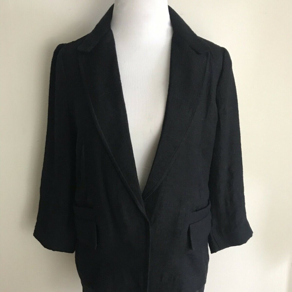 EUC! SIMPLY VERA VERA WANG BLAZER Sz S WOMEN'S BLACK JACKET W/ SHEER TRIM